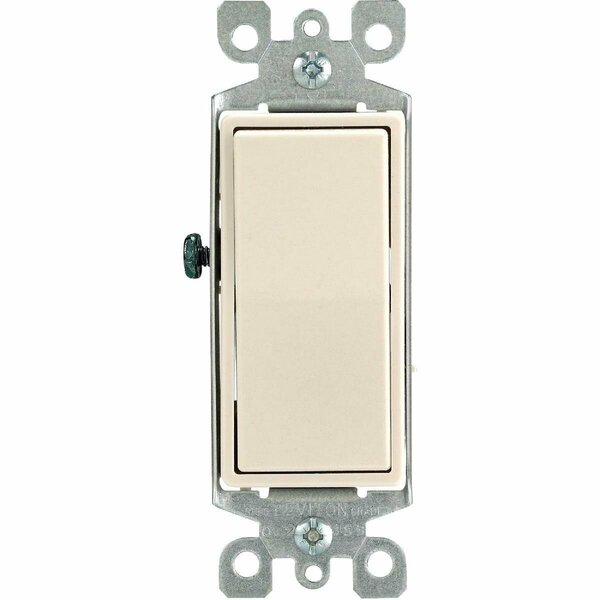 Leviton Decora Residential Grade 15 Amp Rocker Single Pole Switch, Light Almond S16-5601-2TS